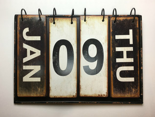 January 9 Thursday on vintage calendar