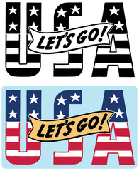 Let's Go USA patriotic banner and sign