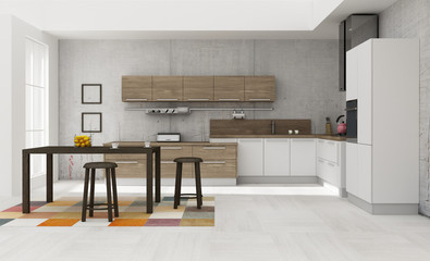 Kitchen interior 3D rendering