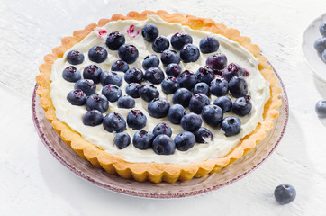 Tart with blueberries.