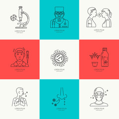 Prevention of influenza line icon