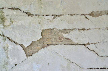 damaged wall from earthquake