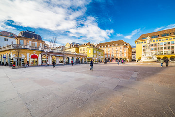 main square in Bolzano - obrazy, fototapety, plakaty