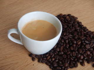 nice white cup of hot black coffee