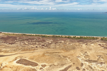 Aerial view of the Burdekin delta shoreline in North Queensland, Australia