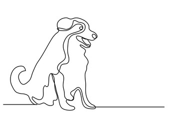 continuous line drawing of happy sitting dog