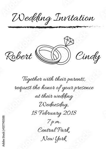 "Modern Wedding Invitation template with Black and White ...