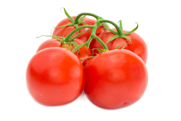 Branch of the ripe red tomatoes closeup
