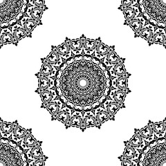 Damask classic pattern. Seamless abstract background with repeating elements. Black and white pattern