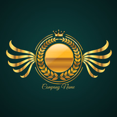 Golden  wings label logo  eps 10 vector