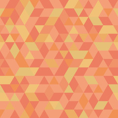 Geometric pattern with orange and golden triangles. Seamless abstract background