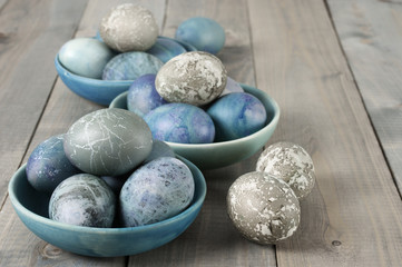 Blue and gray Easter eggs