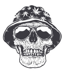 Rasta Skull in Hat and Sunglasses