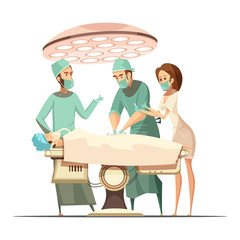 Surgery Illustration in Cartoon Retro Style 
