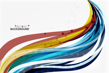 Vector color wave lines with dotted effect on light background