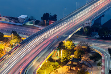 urban traffic with cityscape in Shenzhen,China.