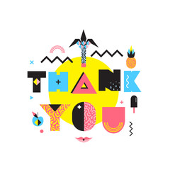 Thank You Colorful Memphis Style Composition 