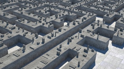 Abstract maze of concrete, 3 d render