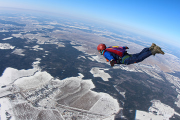 Alone skydiver is in the freefall. © Sky Antonio