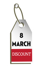 Isolated tag with the text eight March discount written on the tag