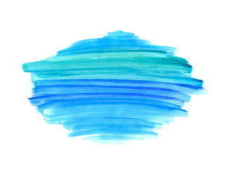 Bright blue and green paint shape on white background