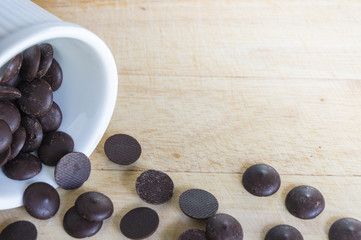 Closeup of chocolate on wooden background