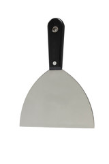Metal spatula on white background