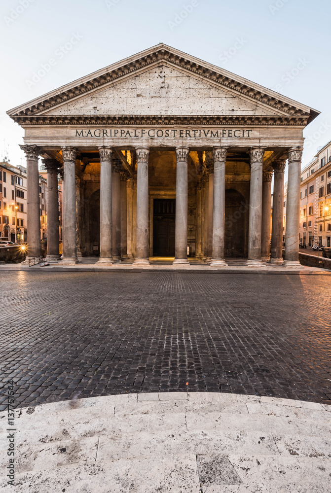 Wall mural Nobody at Pantheon at sunrise, Rome, Italy