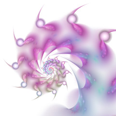 Fototapeta premium Abstract transparent spiral on white background. Fantasy fractal artwork in pastel pink and blue colors. 3D rendering.