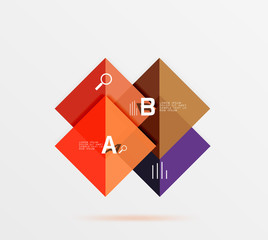 Overlapping square infographics