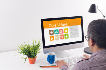 Core Values screen on the workplace