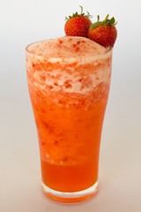 Juice strawberry smoothie. On a white background