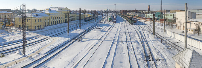 Stryi, Ukraine - February10, 2017: Stryi railway station.