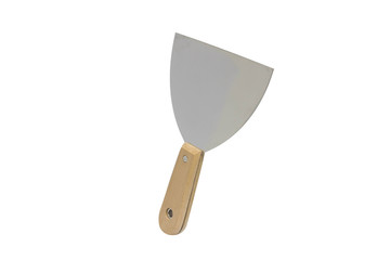 Metal spatula on white background