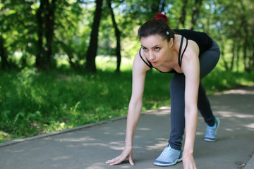 Fototapeta na wymiar woman sport run in park outdoor