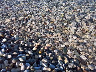 Stones under water in lake shore