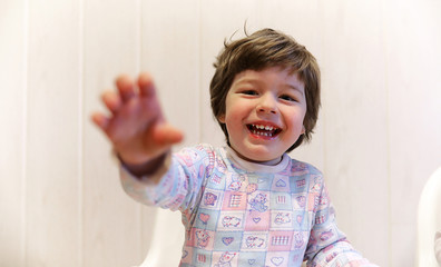 kid smiling and have fun white background