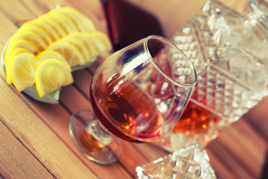 brandy alcohol set glass and carafe