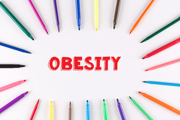 Multi Colored Pen written OBESITY