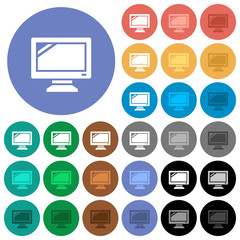 Monitor round flat multi colored icons