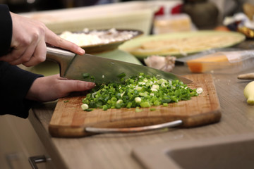  chives  cutting board, Cut chives ,
