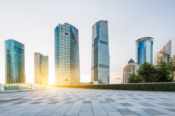 square of Shanghai financial district in China.