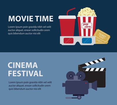 Cinema Festival And Movie Time Banner