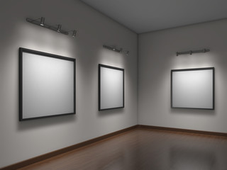 Obraz na płótnie Canvas White art gallery empty; 3d illustration
