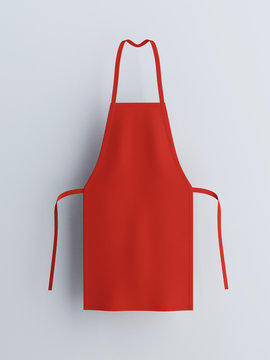 Red apron, apron mockup 3d rendering