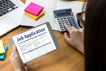 Fototapeta na wymiar JOB Application Applicant Filling Up the Online Profession Apply Hiring