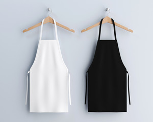 White and black aprons, apron mockup, clean apron - obrazy, fototapety, plakaty