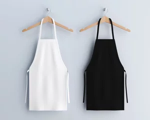 Keuken spatwand met foto White and black aprons, apron mockup, clean apron © radmila85