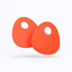 Orange keyring, numbered wardrobe, trinket mockup, white plastic trinket, white number wardrobe 3d rendering