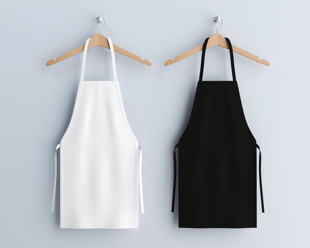 White and black aprons, apron mockup, clean apron
